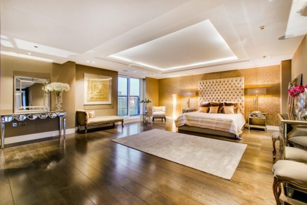 Master's room of the exclusive five bedroom penthouse at 375 Kensington High Street