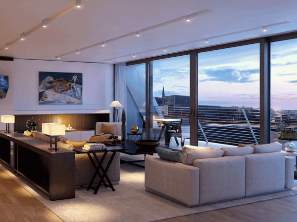 The living room of an apartment at Burlington Gate Mayfair