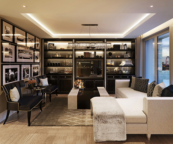 The living room of Temple House
