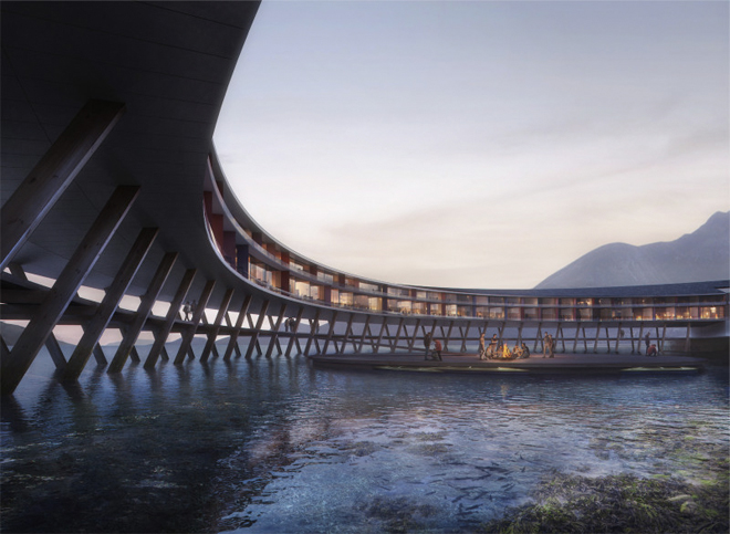 Svart Powerhouse is inspired by local vernacular architecture in the form of the “fiskehjell” (A-shaped wooden structure for drying fish)