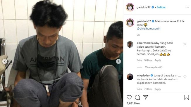 Ferdian Paleka, YouTuber yang diburu polisi setelah dikecam publik karena membuat video prank sembako berisi sampah serta batu bata untuk transpuan, akhirnya tertangkap. [Instagram/garizluis37]
