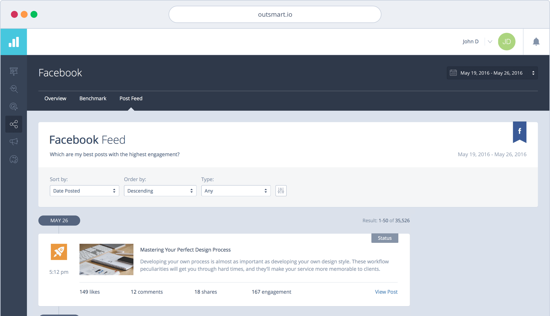 Outsmart Post Feed - Get a daily feed of your competitors social media efforts