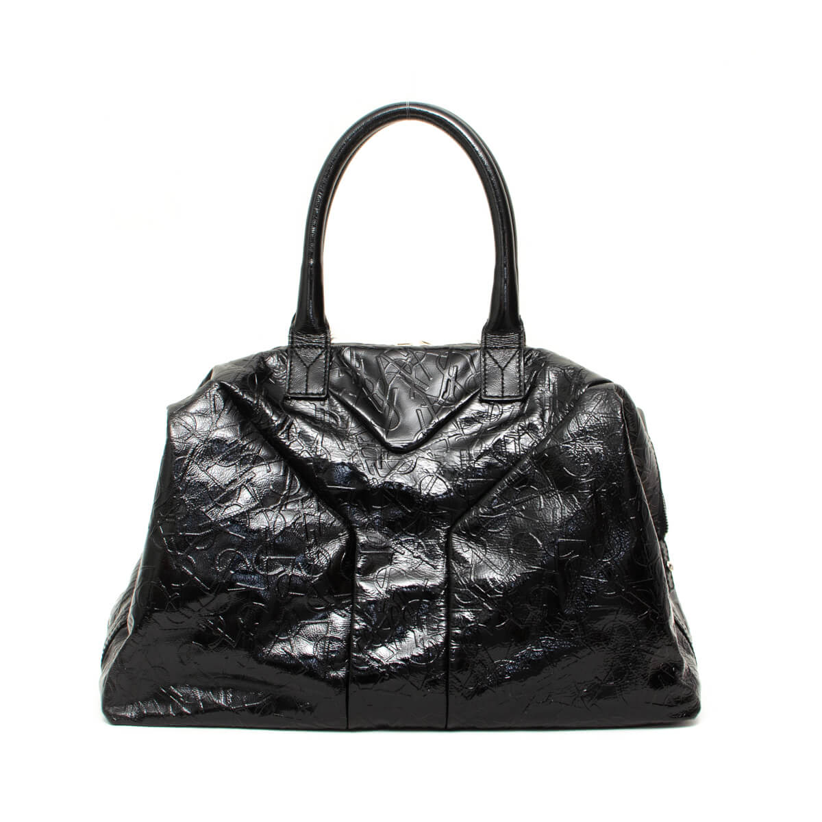 Black Embossed Patent Easy Y Bag