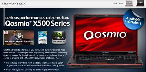 Toshiba Qosmio X500 Laptop