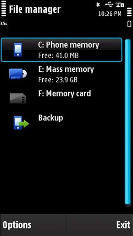 Nokia N97 Free C memory
