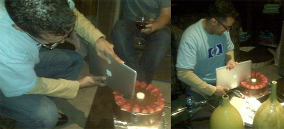 Macbook Air to cut a cake