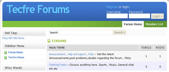 forum front page look