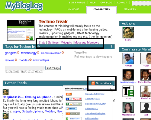 mybloglog community