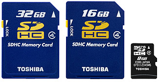 8gb 16gb 32gb storage cards from toshiba