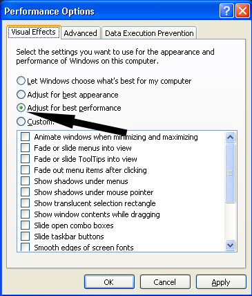 speeding up windows XP