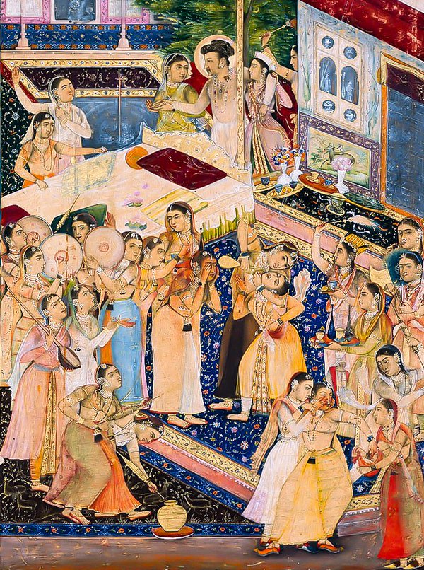jahangir-celebrating-holi-painting-by-govardhan