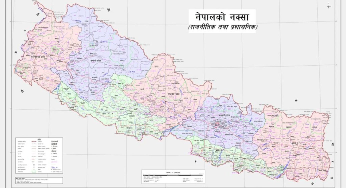 نیپال کا نیا سیاسی اور انتظامی نقشہ۔ (فوٹو: نیپال سرکار)