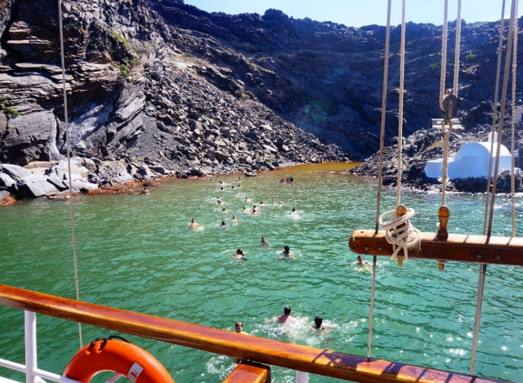The hot spring in Palia Kameni island.