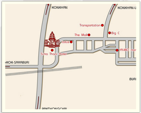 แผนที่โรงแรมสีมาธานี