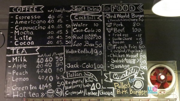 เมนูของร้าน 3rd World Cafe'