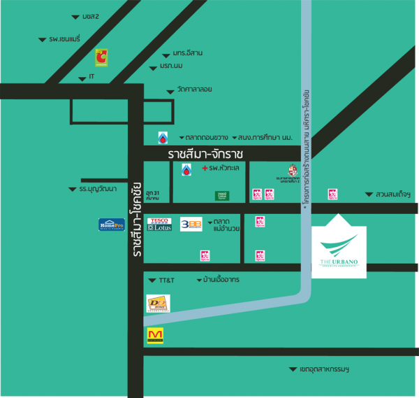 แผนที่โครงการ The Urbano โคราช