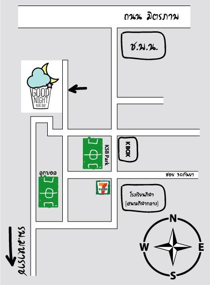 แผนที่ร้าน Good Night Milk Bar (ภาพจาก FB ร้าน)