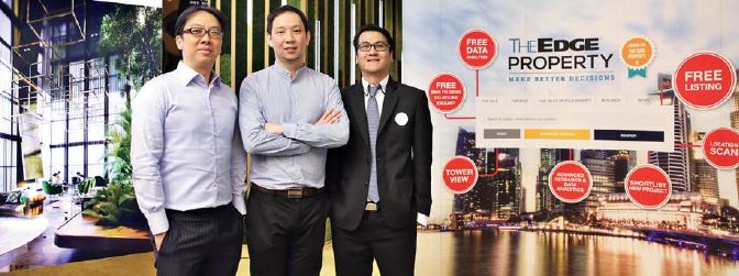 From left: Sim at the event, with Bernard Tong, managing director of The Edge Property Singapore, and Steve Tan, senior manager sales and marketing of EcoWorld Singapore