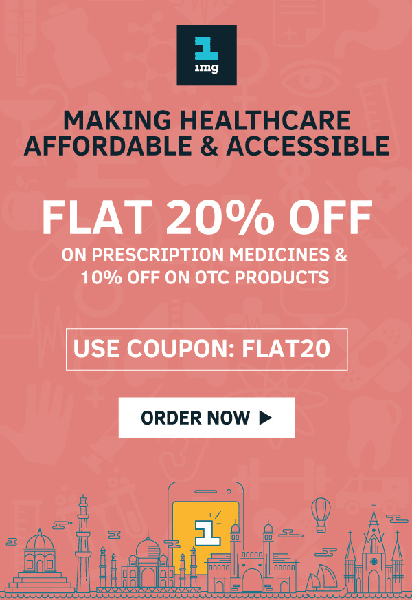 Flat 20% off on medicines & 10% off on OTC products on 1mgmedicines.com
