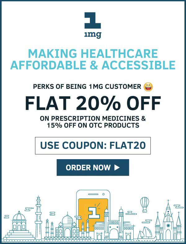 Flat 20% off on medicines & OTC products on 1mg.com