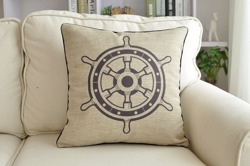 18" Nautical Mediterranean French Country Linen Blue Throw