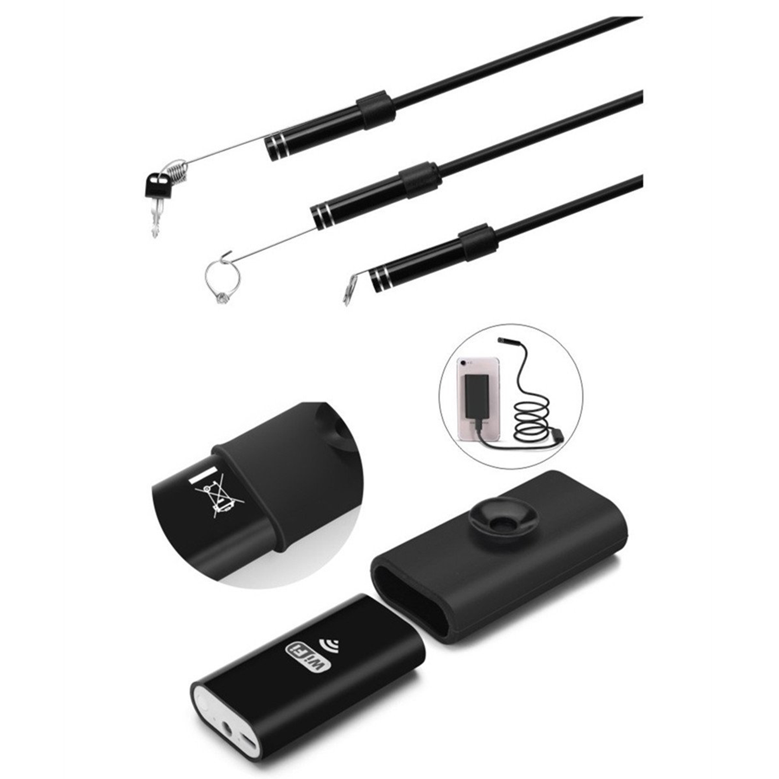 5M HD Waterproof WiFi Endoscope Inspection Camera for Android iPhone