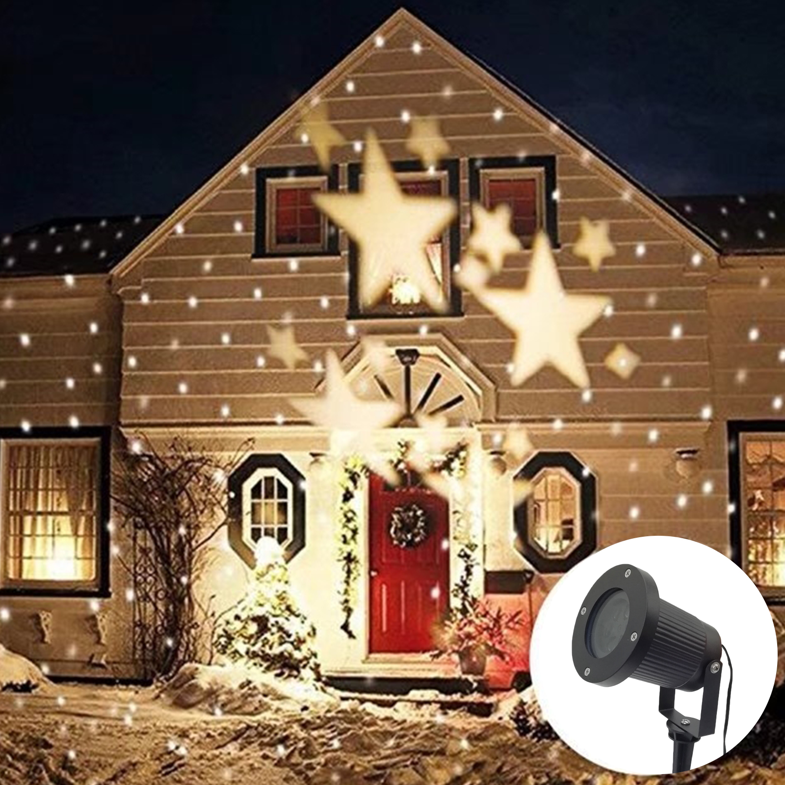 Christmas Light Laser Projection Warm White Xmas Lamp Outdoor LED Star