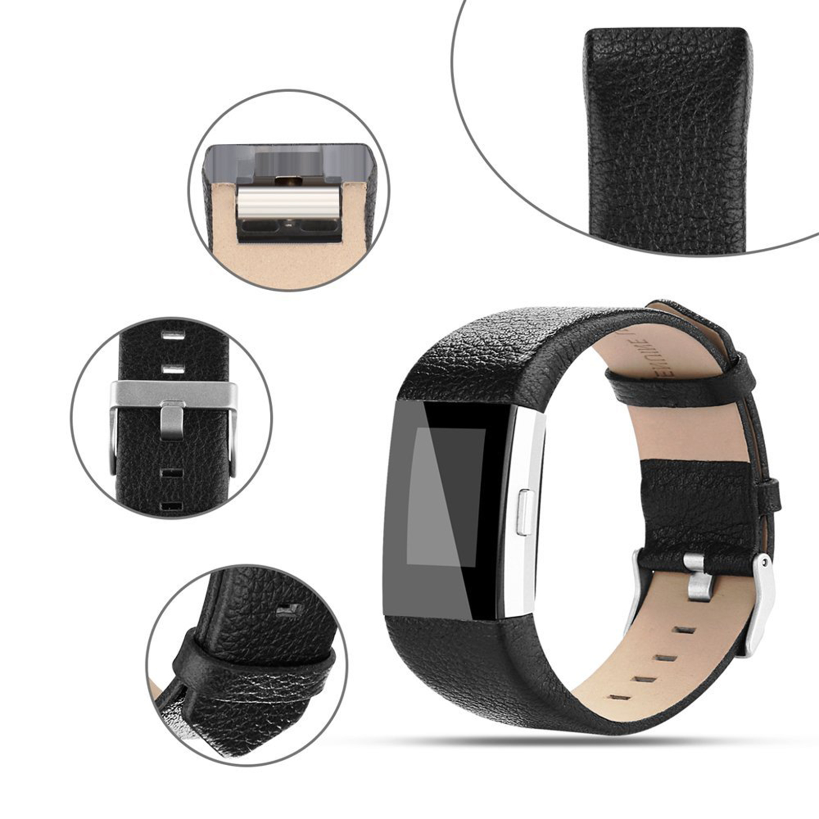 Genuine Leather Wrist Watch Band Replacement Strap For Fitbit Charge 2