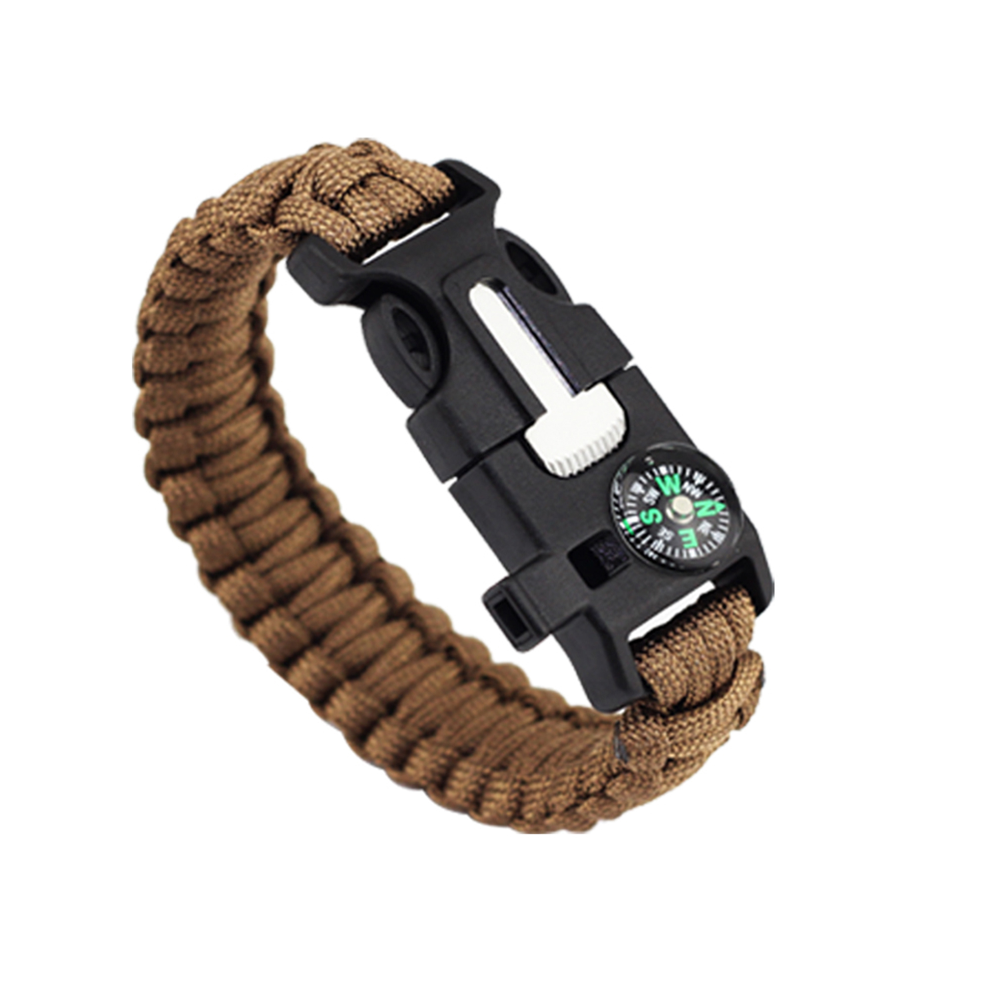 Flint Fire Starter Paracord Bracelet Survival Wristband Gear Whistle