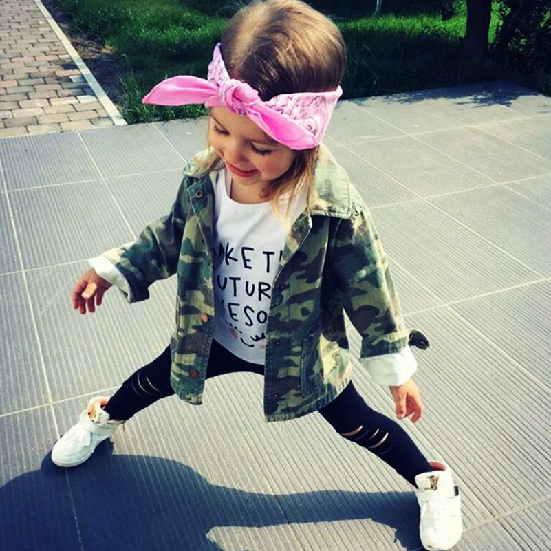 Baby Kids Boys Girls Camouflage Back Patch Love Army Outerwear Jackets Tops Coat