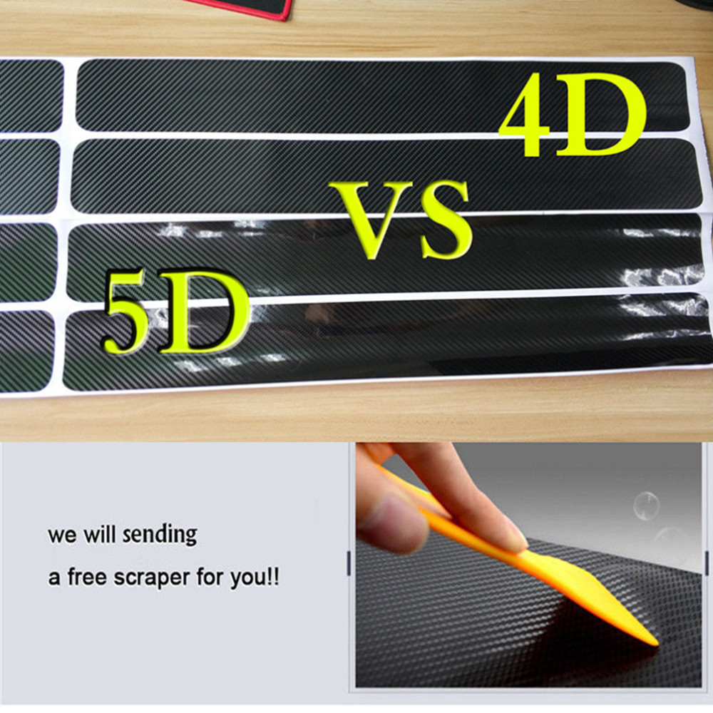 4xAccessories Carbon Fiber Color Car Scuff Plate Door Sill 5D Sticker Panel
