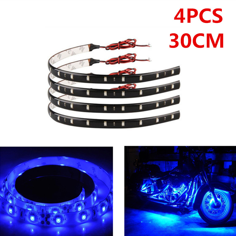 BLUE Waterproof 6/"15 LED Strip Flexible 12V Light for Motor Car Truck Boat Bike