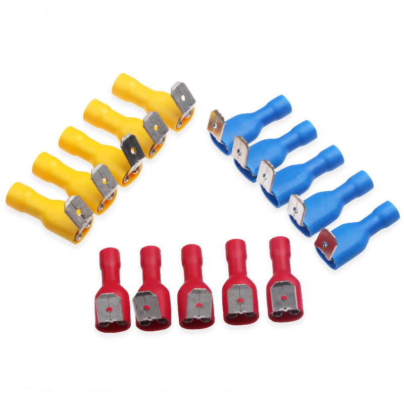 100pcs Piggyback Spade Wire Connector Crimp Terminals Fully Insulated