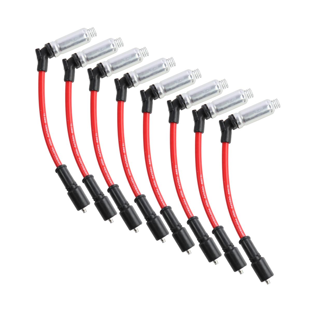 Red 10MM Spark Plug Wire Set Ignition Cable Silicone Jacket Silicone Boot Ends fits for GM Suburban Corvette Silverado 1500-2500 99-06 LS1 VORTEC 4.8L 5.3L 6L V8