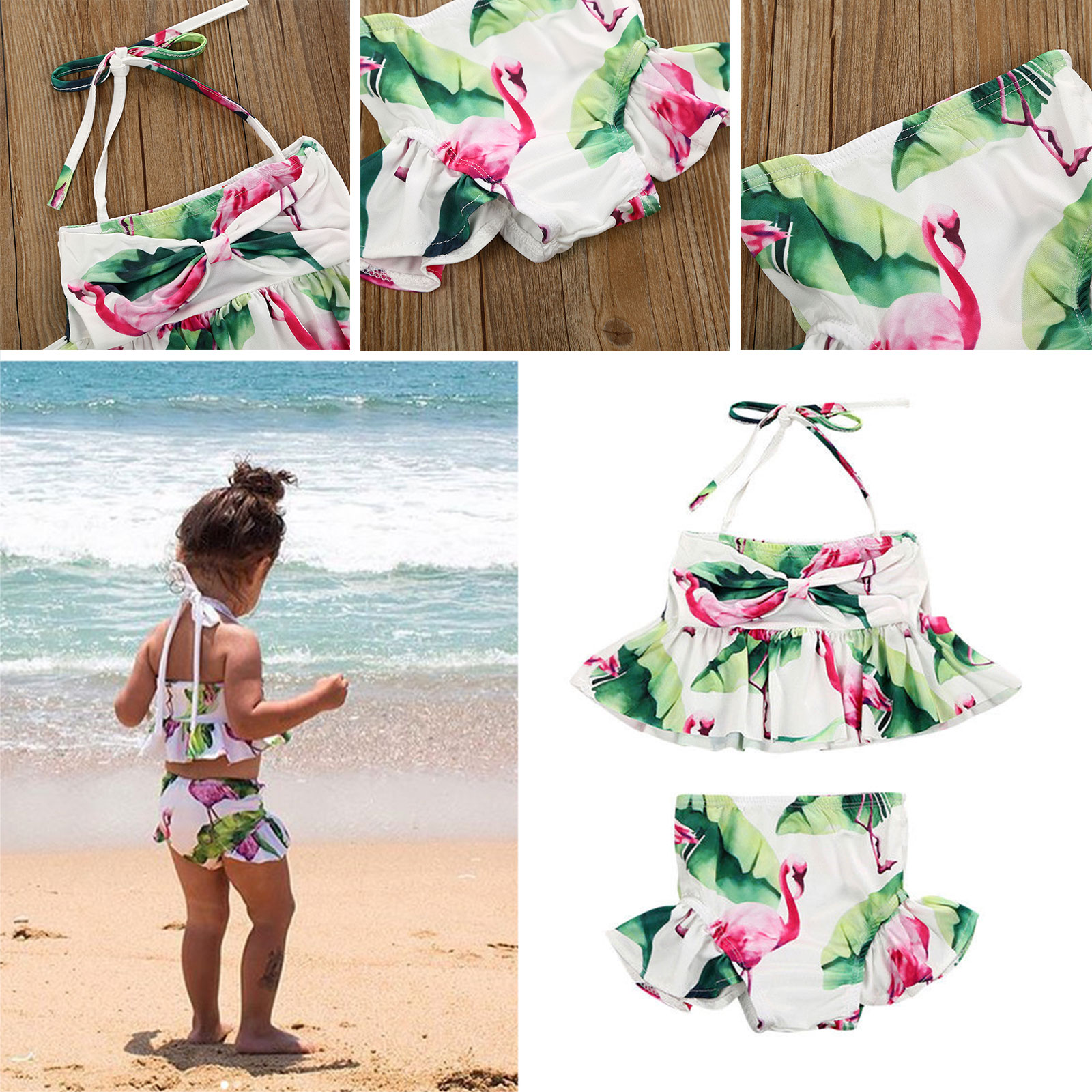 UK Baby Girls Toddler Kid Floral Swimwear Swimsuit Bikini Set Bathing Tankini