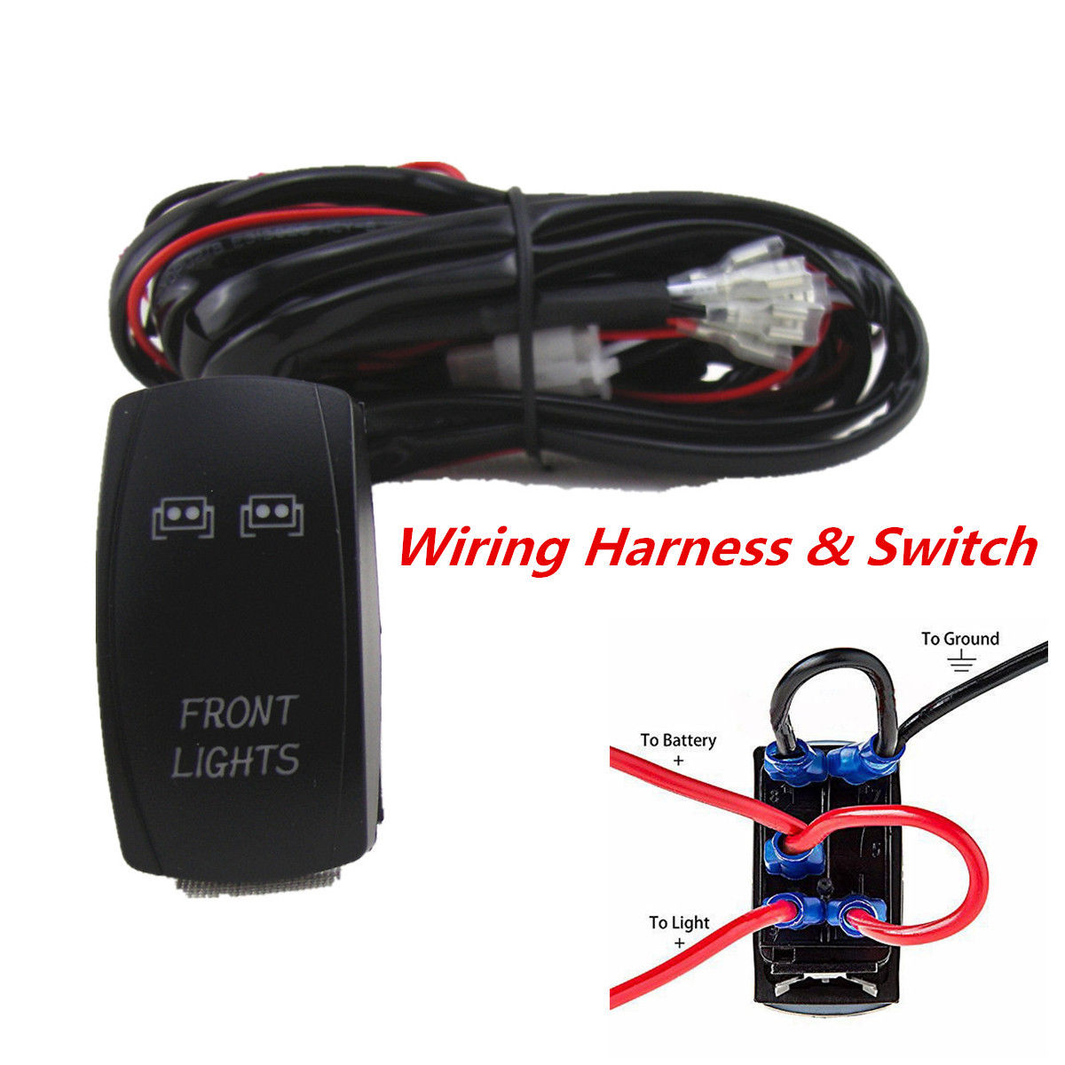 12V Wiring Harness LED Light Bar Laser Front Rocker Switch ON/OFF For Ford F150