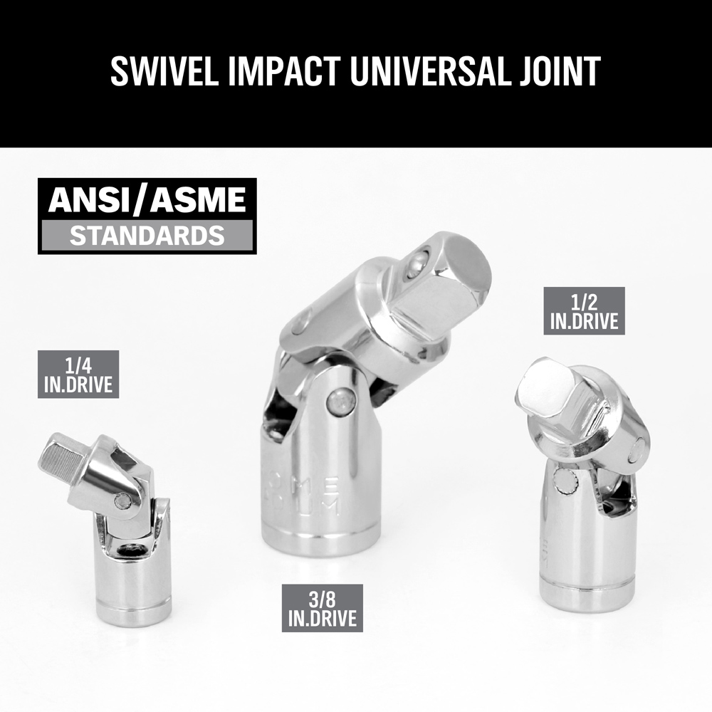 7pc 1/4" 3/8" 1/2" Drive Universal Joint Adapter Socket Set Flex U