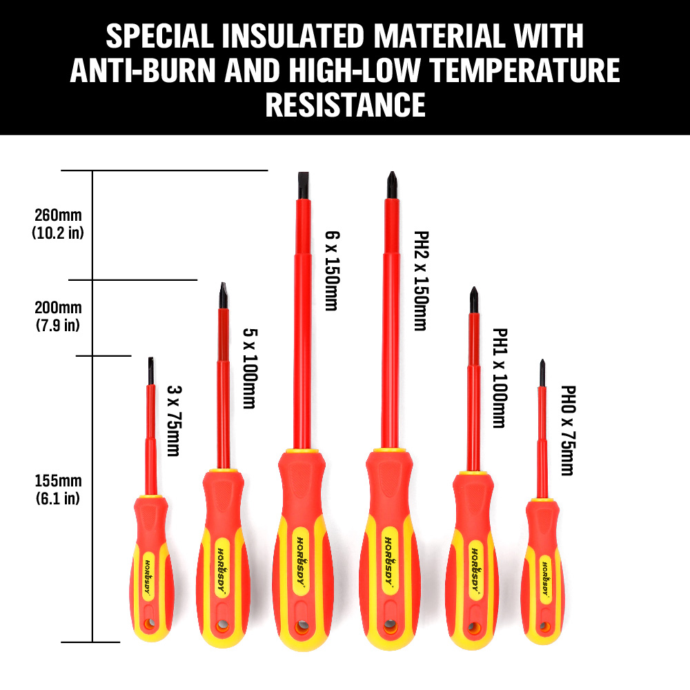 Insulated Slotted & Phillips Electricians Screwdrivers Set