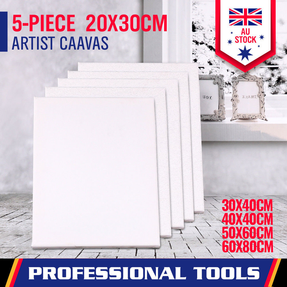 5x Artist Blank Stretched Canvas Canvases Art Large White Range Oil