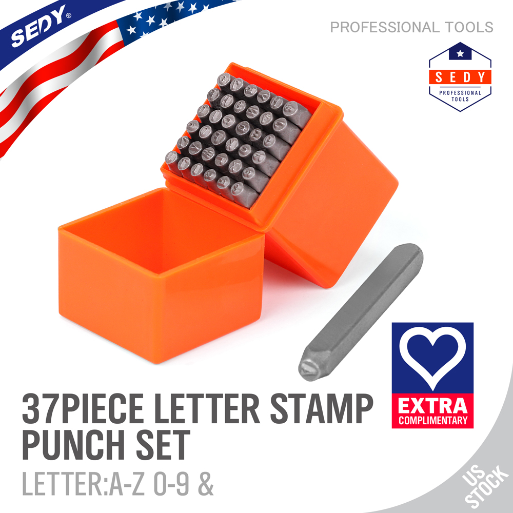 37 pc 1/8" Steel Metal Punch Letter & Number Stamp Stamping Kit Set