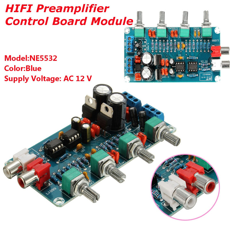 1x HIFI OP-AMP Amplifier NE5532 Preamplifier Volume Tone Control assembled Board