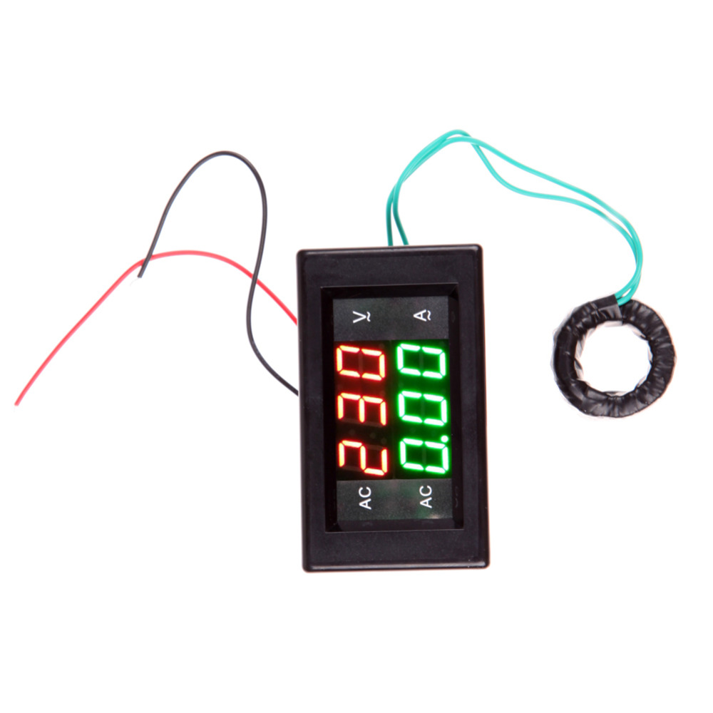 Black Digital Ammeter Voltmeter LCD Panel Amp Volt Meter Gauge AC 100A 80-300V