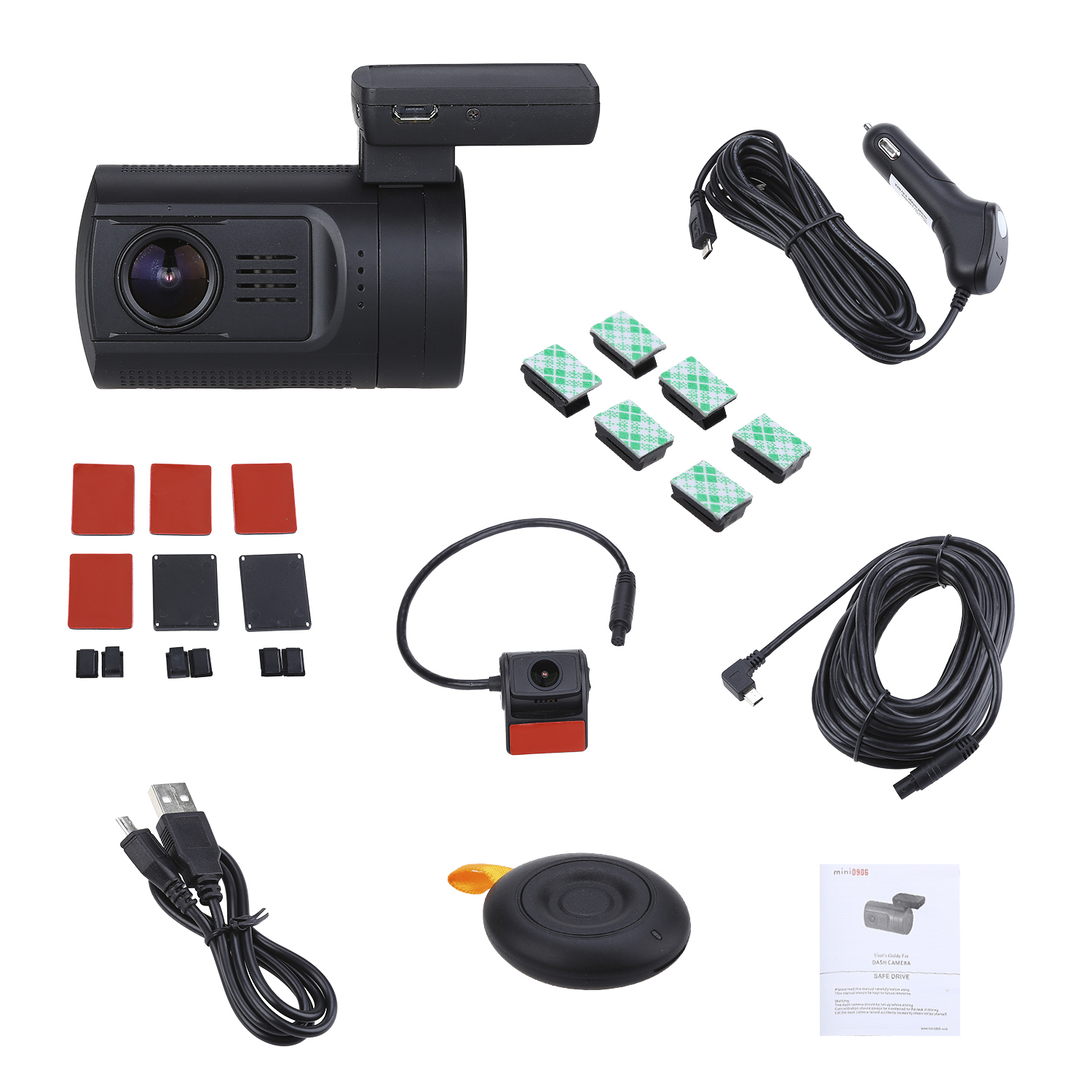 0906 Dual 1080P Lens Auto Car Dash Camera GPS DVR Cam +3M Adhesive