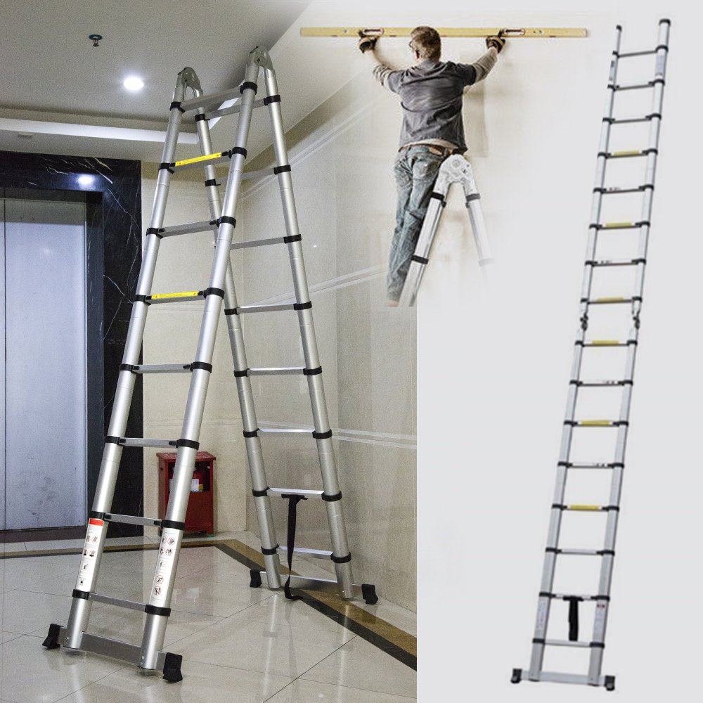 5M MultiPurpose Auminium Folding Telescopic Ladder A Frame Extendable