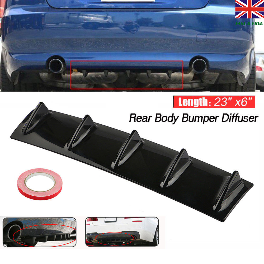 14x6/" Universal Car Lower Rear Body Bumper Diffuser Shark 3 Fin Kit ABS Spoiler