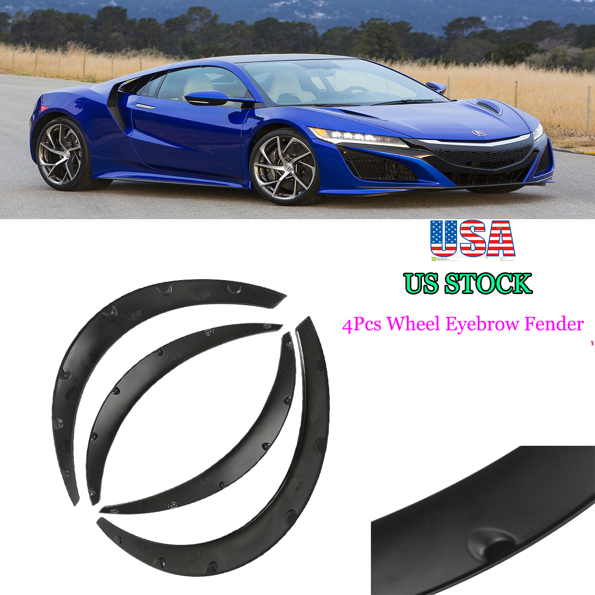 4X Universal SUV Car Body Fender Flares Flexible Durable Polyurethane Kit Black