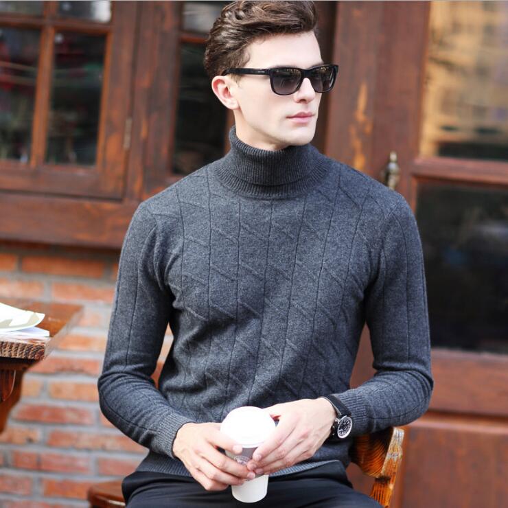 xtsrkbg Mens Turtleneck Long Sleeve Slim Fit Knit Comfy Pullover Sweater