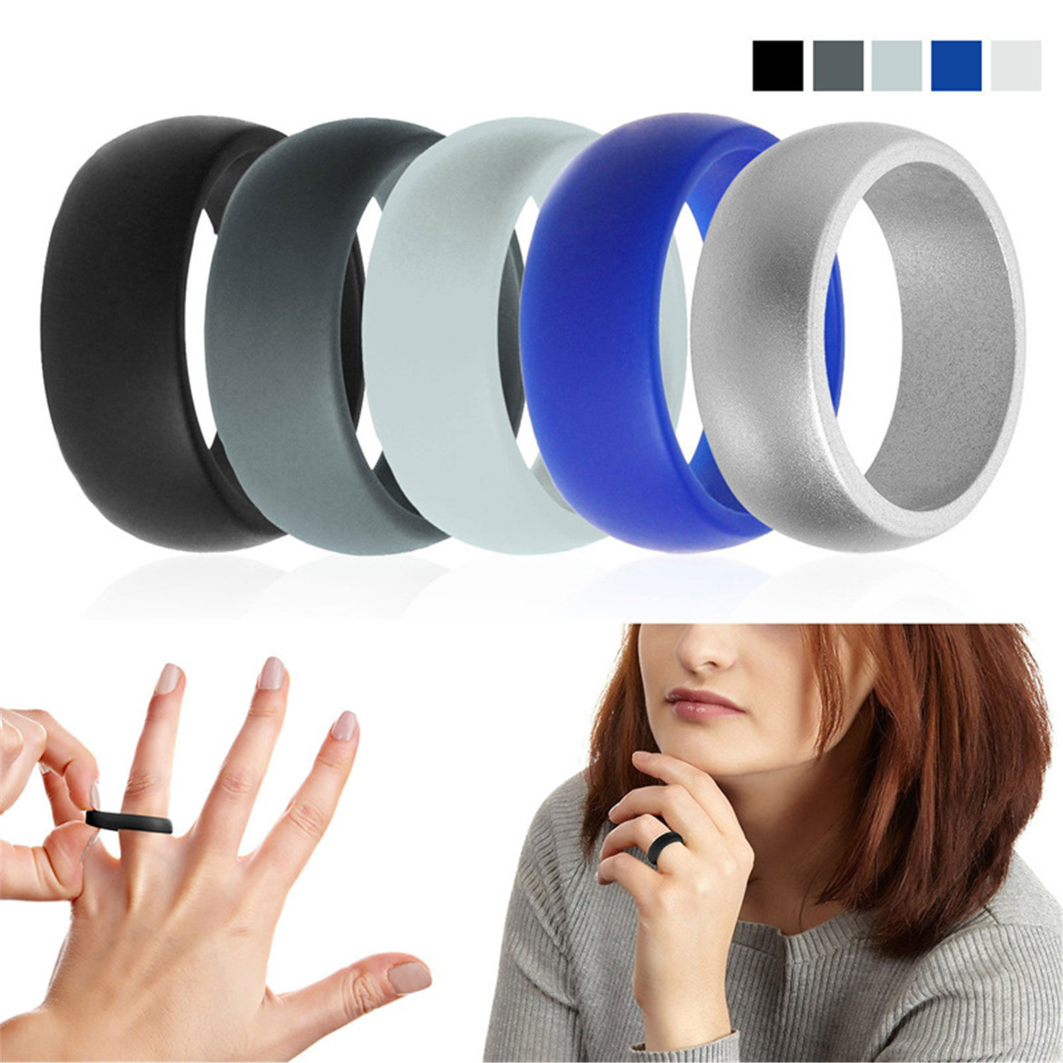 3pcs Silicone Wedding Ring Rubber Band Sport Outdoor Flexible Men Women Gifts