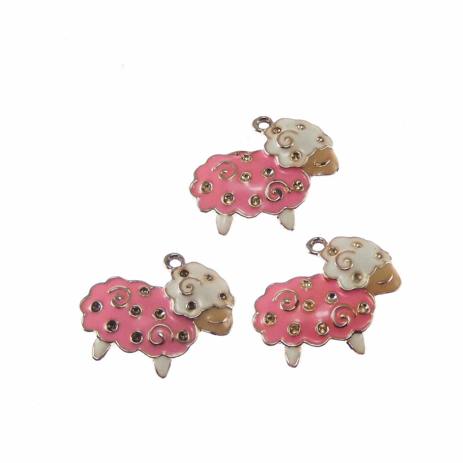 6 pcs Pink Enamel Metal Flamingo Bird Pendants Charms DIY Crafts Accessories