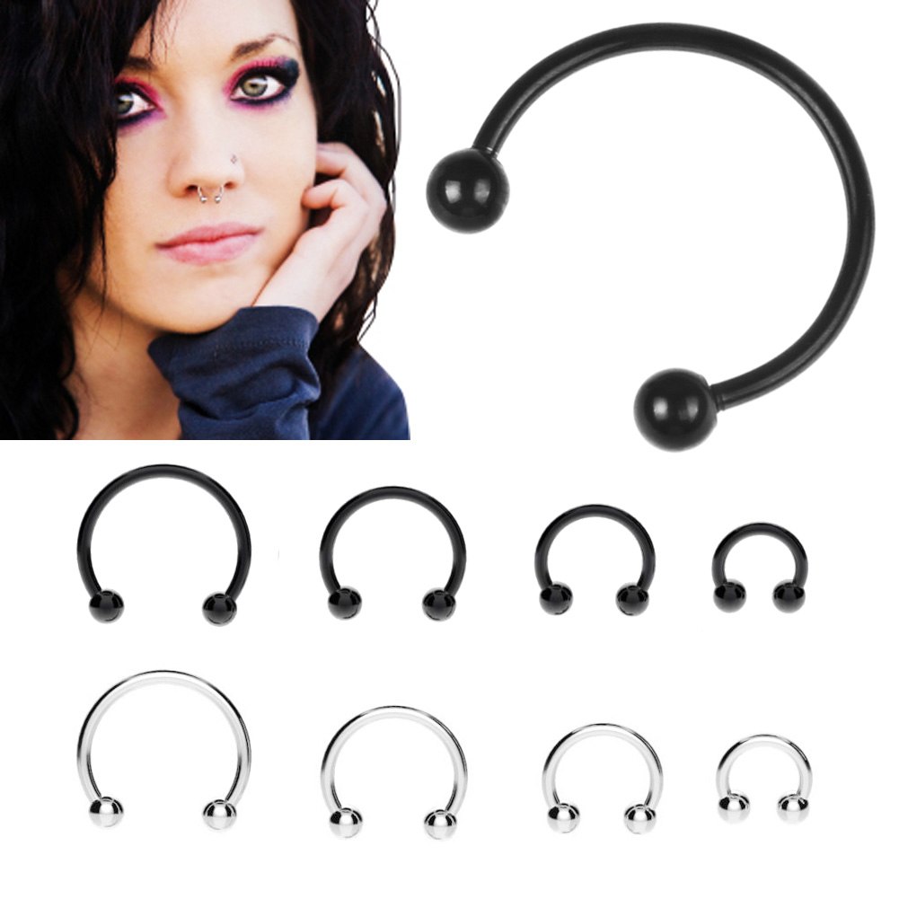 16g Steel Lip Ear Nose Stud Open Hoop Ring Cartilage Septum 16g Steel Lip Ear Nose Stud Open Hoop Ring Cartilage Septum Gothic